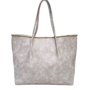 B Low the Belt Studded Grey Tote Bag